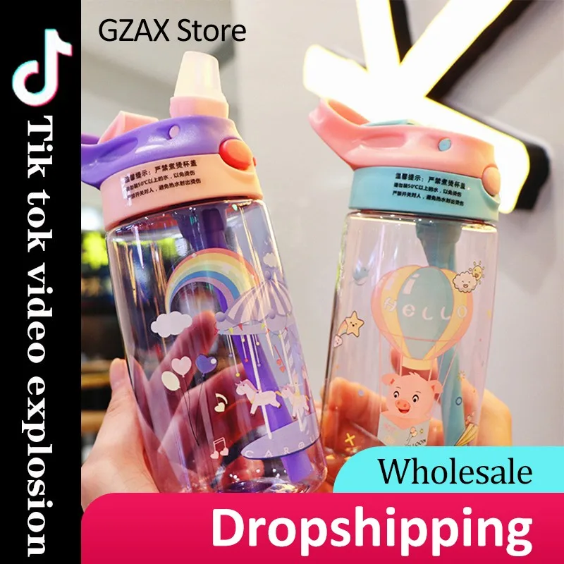 

Kids Water Sippy Cup Creative Cartoon Baby Feeding Cups With Straws Leakproof Water Bottles Outdoor Children's Cups No Insulated