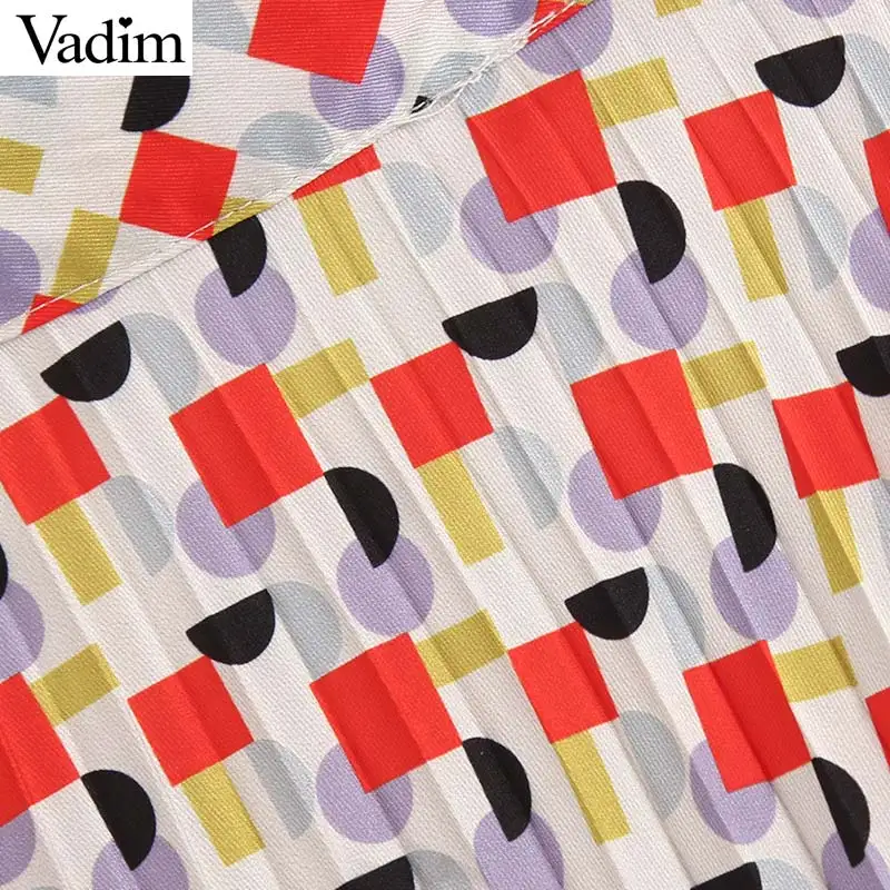 Vadim Женская шикарная плиссированная юбка с принтом на молнии сбоку европейский