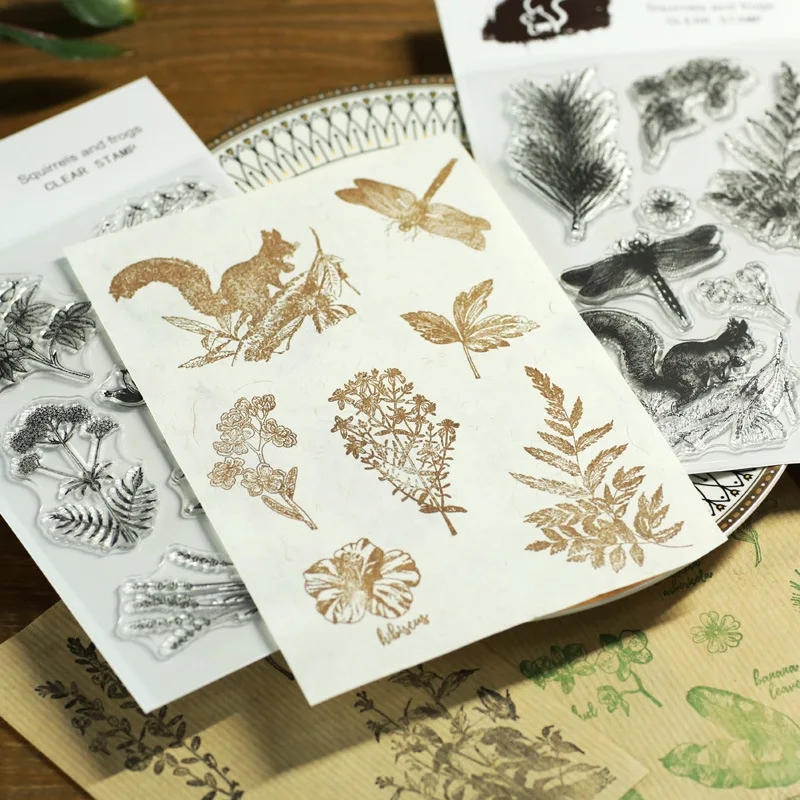 Винтажный силиконовый прозрачный штамп для скрапбукинга тропических растений