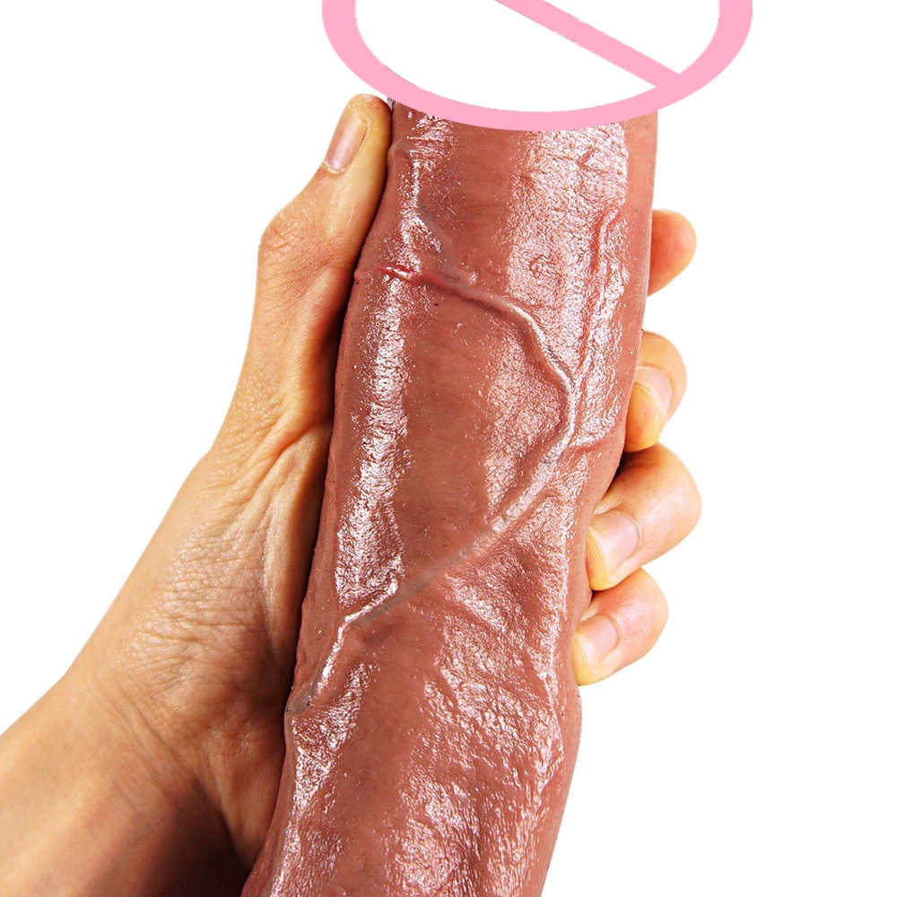 Двойной силиконовый огромный фаллоимитатор реалистичный большой на присоске