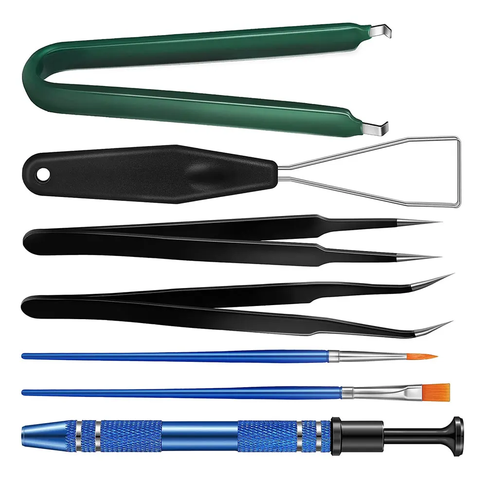

7PCS Keyboard Lube Switch Puller Kit IC Chip Extractor Keycap Remover Elbow Pointed Tweezers 4-Prong Tool Clamp Cleaning Kit