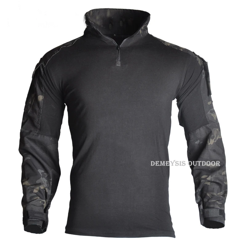 black camo shirts Униформы MultiCam Тактический(рубашка и штаны) с Налокотники и наколенники налокотники страйкбол охотничьи армейские сапоги для женщин; Снайпер одежда - Цвет: black camo shirts