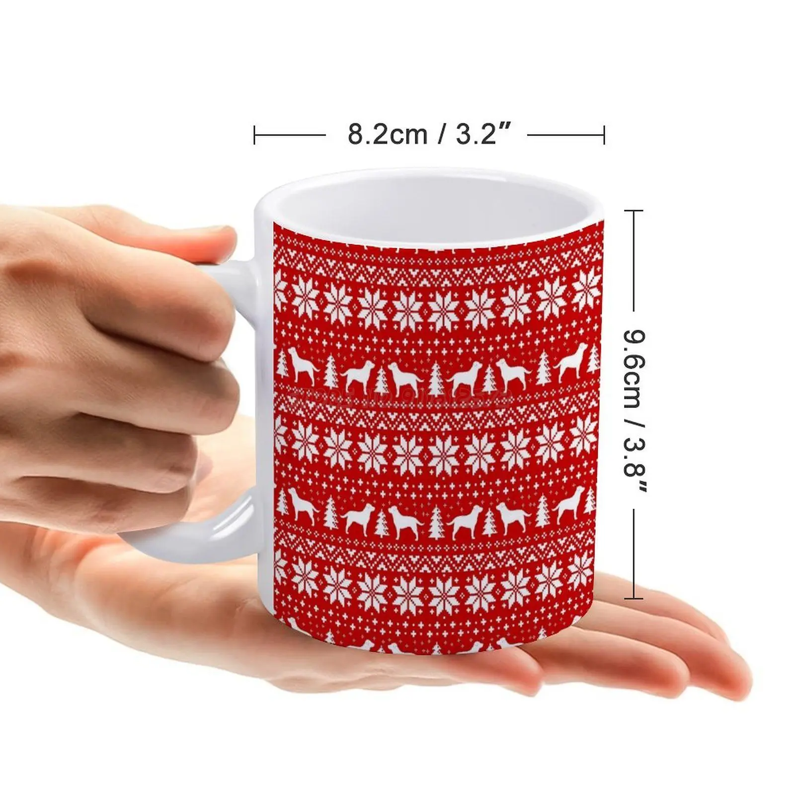 Красно-белая кружка в винтажном стиле с изображением Лабрадора ретривера