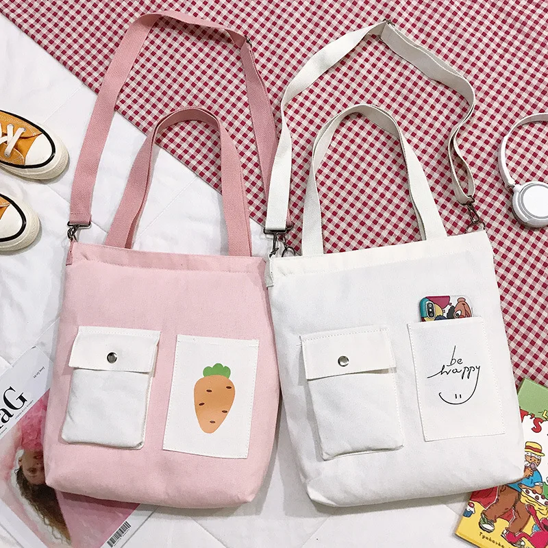 

Shoulder Bags For Women Crossbody Canvas Korean Printing Simple Quality Soft Messenger Female Designer Handbag Tote Women's Bag