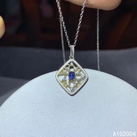 kjjeaxcmy fine jewelry 925 sterling silver inlaid natural sapphire female miss woman new pendant necklace lovely support test