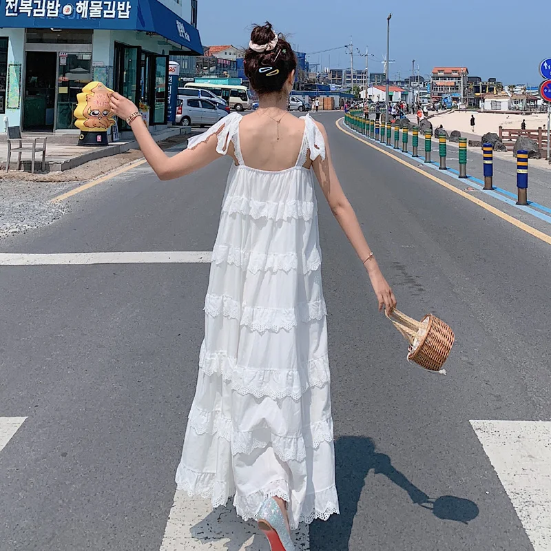 Белое платье макси женское праздничное пляжное для отпуска 2021 г. шикарный