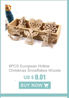 6PCS DIY White&Red Snowflakes Christmas Wooden Pendants Ornaments For Xmas Tree Ornaments Christmas Party Decorations Kids Gift