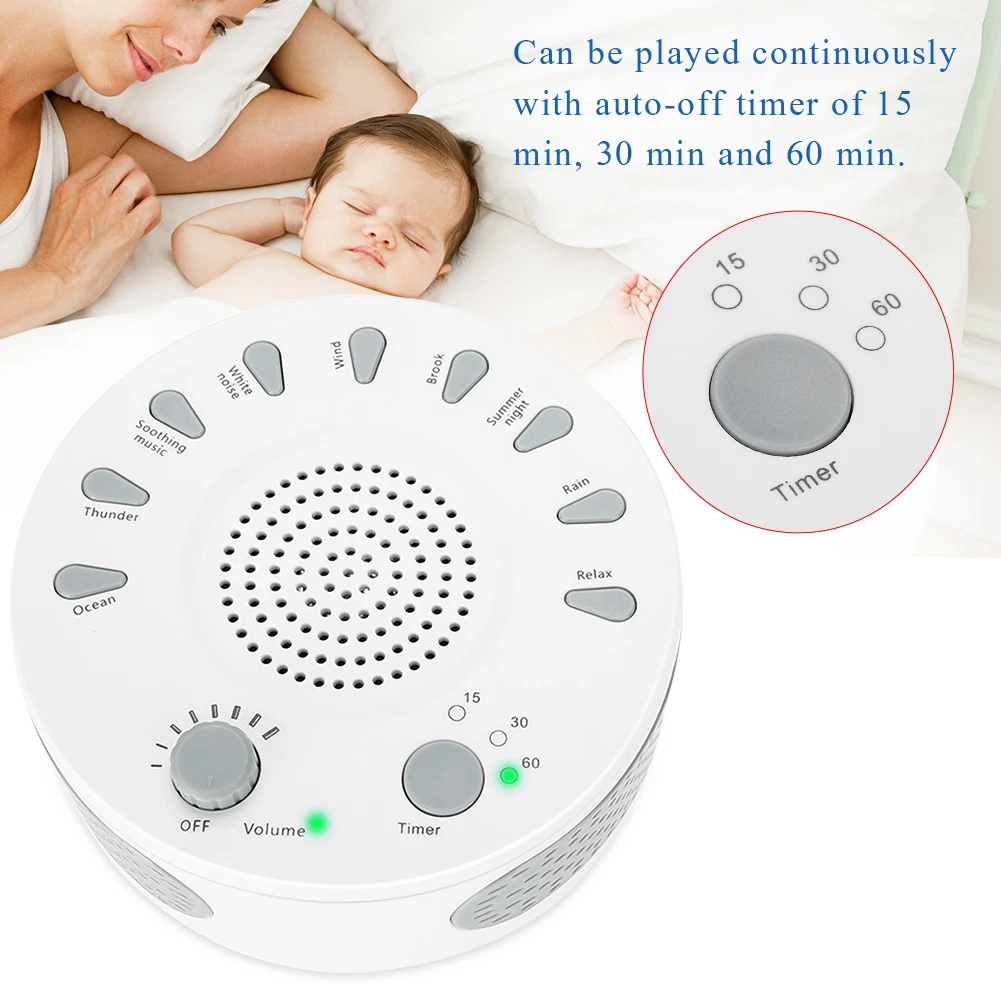 

Smart White Noise Sleep Relax Sound Therapy Spa Baby Easy Sleep Relaxation Soothing Sleep Aid Machine Music Timer Voice Sensor