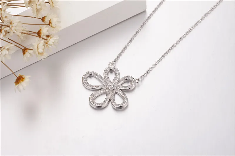 Женское ожерелье из серебра 925 пробы с подвеской в виде цветка | Украшения и