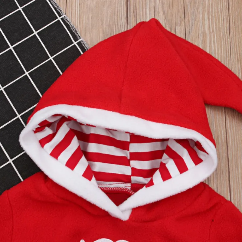 

Newborn Baby Girl Christmas Romper Santa Claus Print Hoodie Romper Infant Long Sleeve Cute Jumpsuit Costumes