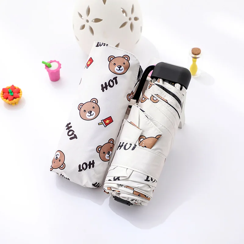 Милый Зонт с медведем дождь женские складные зонты пятью карманами зонтик для