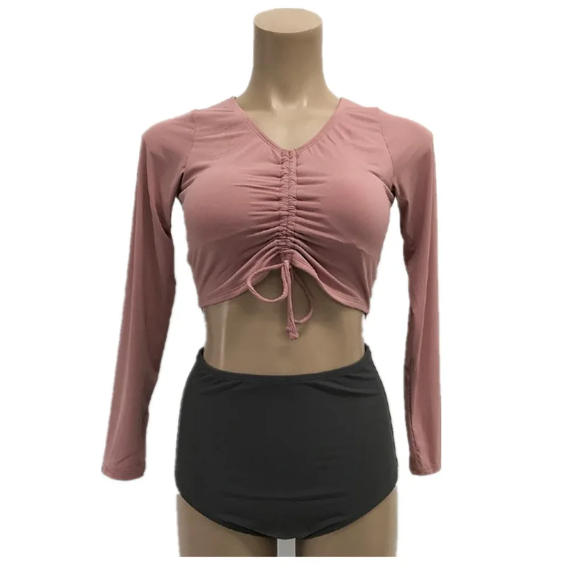 

New Long-sleeved Split Diving Suit Ins Wind Contrast Color Swimsuit Female Hot Spring Swimsuit