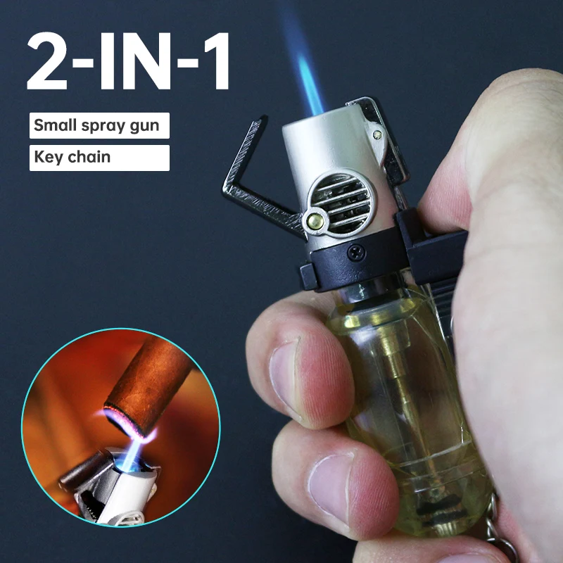 

2in1 Cigarette Lighter with Keychain Jet Gas Lighter Smoking Accessories Windproof Torch Gifts Gadgets For Men Dropshipping