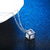 fashionable love cube three dimensional necklace shiny charm rhinestones small box short clavicle chain maxi necklace pendants
