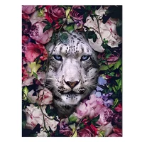 5d diy diamond painting cross stitch tiger flowers embroidery mosaic full square round resin drill rhinestones home needlework