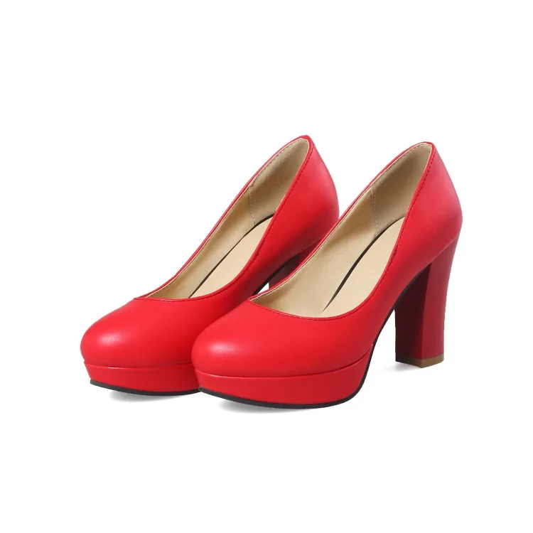 Big Size 11 12 13 14 15 platform heels women shoes woman pumps ladies Waterproof table round head high heel shallow thick | Обувь