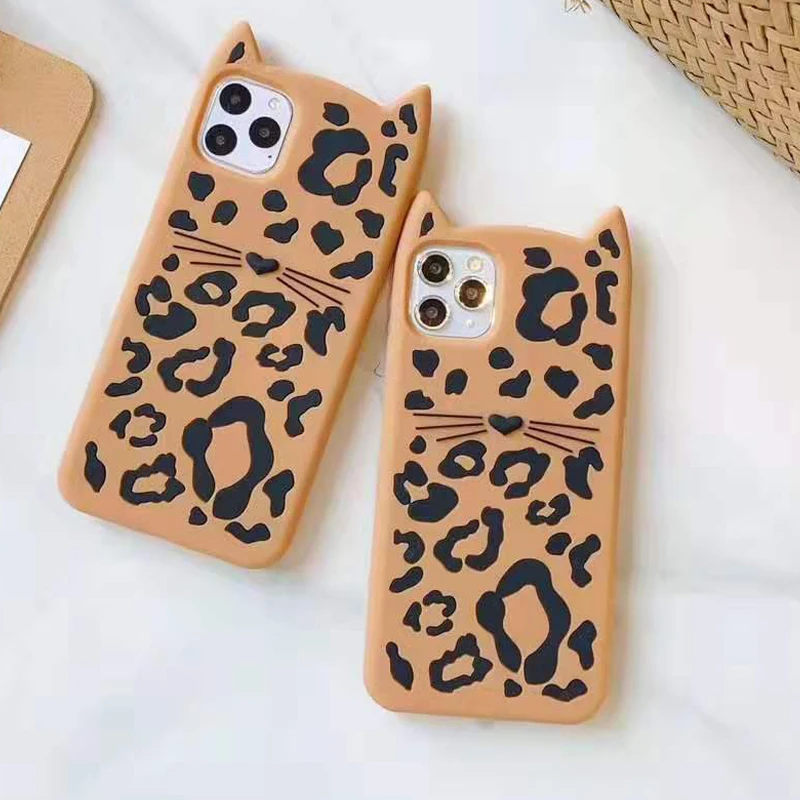3D милый мультяшный леопардовый чехол для телефона iPhone 11 Pro XS Max X XR 6 6S 7 8 Plus Модная