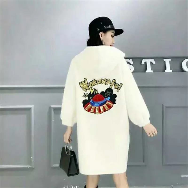 

2020 Winter Women High Quality Faux Mink fleece Coat Luxury Long Hooded OverCoat Thick Warm Plus Size 5XL Female knitting Coats