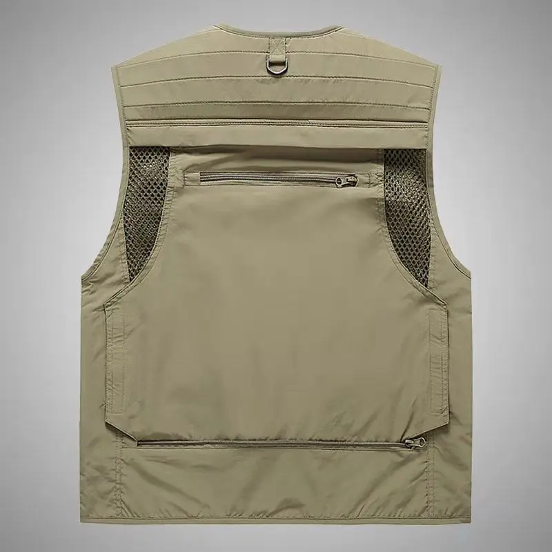 

High-End Vest Men 's Winter Middle-Aged Stand Collar Multi-Pocket Casual Vest