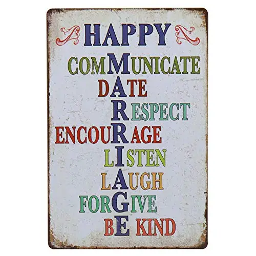 

Happy Marriage Metal Retro Sign Tin Home Decor Bar Kitchen Vintage Wall Sign