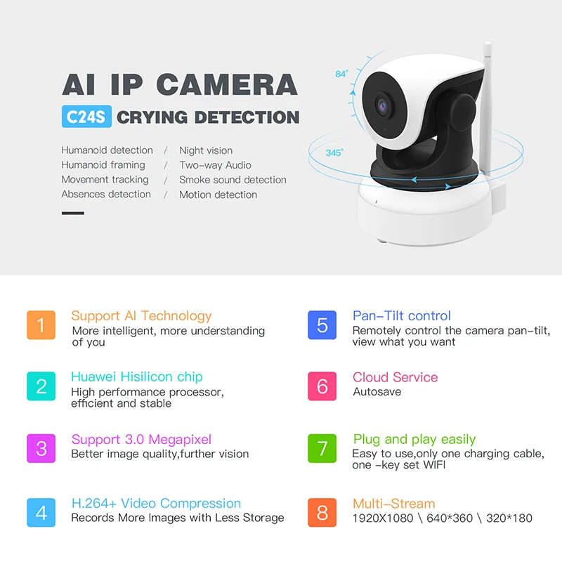 VStarcam C24S Беспроводная камера ночного видения P2P Ipcam Pet HD 2MP 3MP Wifi IP-камера Eye4