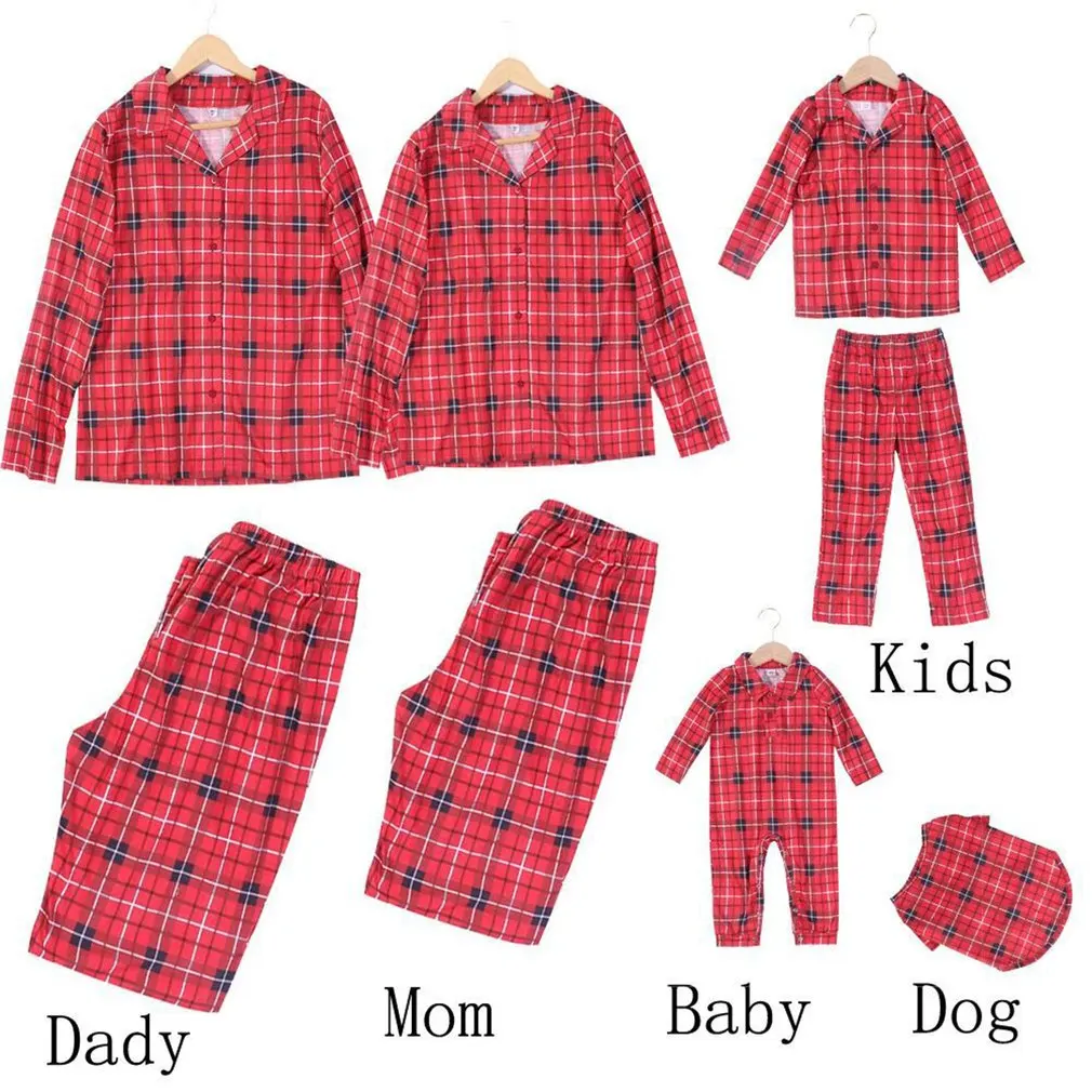 Plaid Christmas Family Matching Pajamas Sets Mother Daughter Father Son Sleepwear Dog Mom Baby Mommy and Me Xmas Pj's Clothes