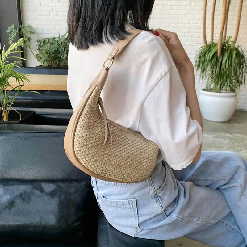 

YoReAi Fashion Exquisite Shopping Bag Retro Casual Women Totes Shoulder Bags Female Weave Solid Color Diagonal Handbag for Women