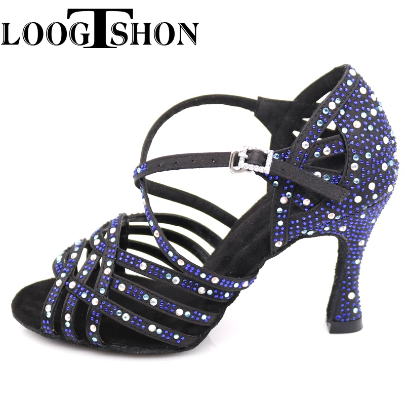 Loogtshon Dance Shoes for Women Ballroom Latin shoes Ladies Modern Tango Dancing Performance Shoes Salsa Sandals 7.5CM Heel