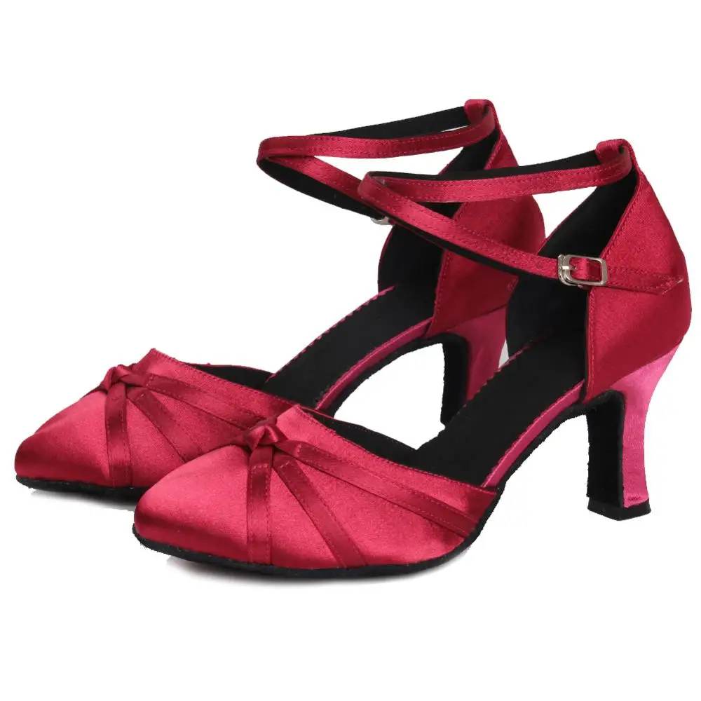 Женские атласные туфли для латиноамериканских танцев современные розовые