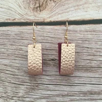 zwpon handmade wide folded rectangle leather earrings for women fashion gold tan genuine leather square earrings jewelry