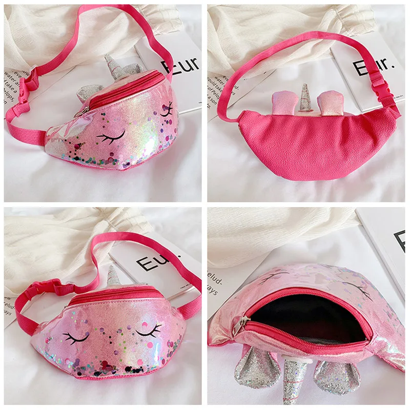 Забавные нагрудные сумки для девочек с милым единорогом стильная сумка через