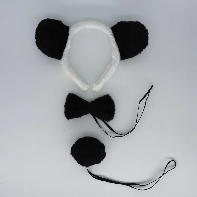 

Panda Animal Headband Bow Tie Tail Mask Cosplay Set Costumes Props Birthday Party Costume for Kids Gift Halloween Christmas