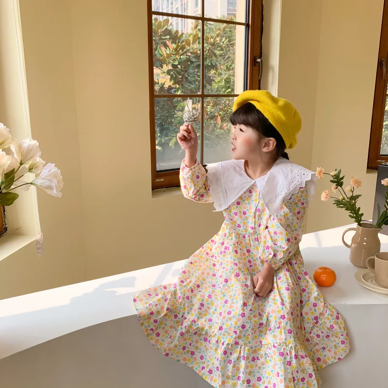 

2021 Beautiful Spring Summer Girls Dress Kids Teenagers Children Clothes Outwear Special Occasion Long Sleeve High Quality