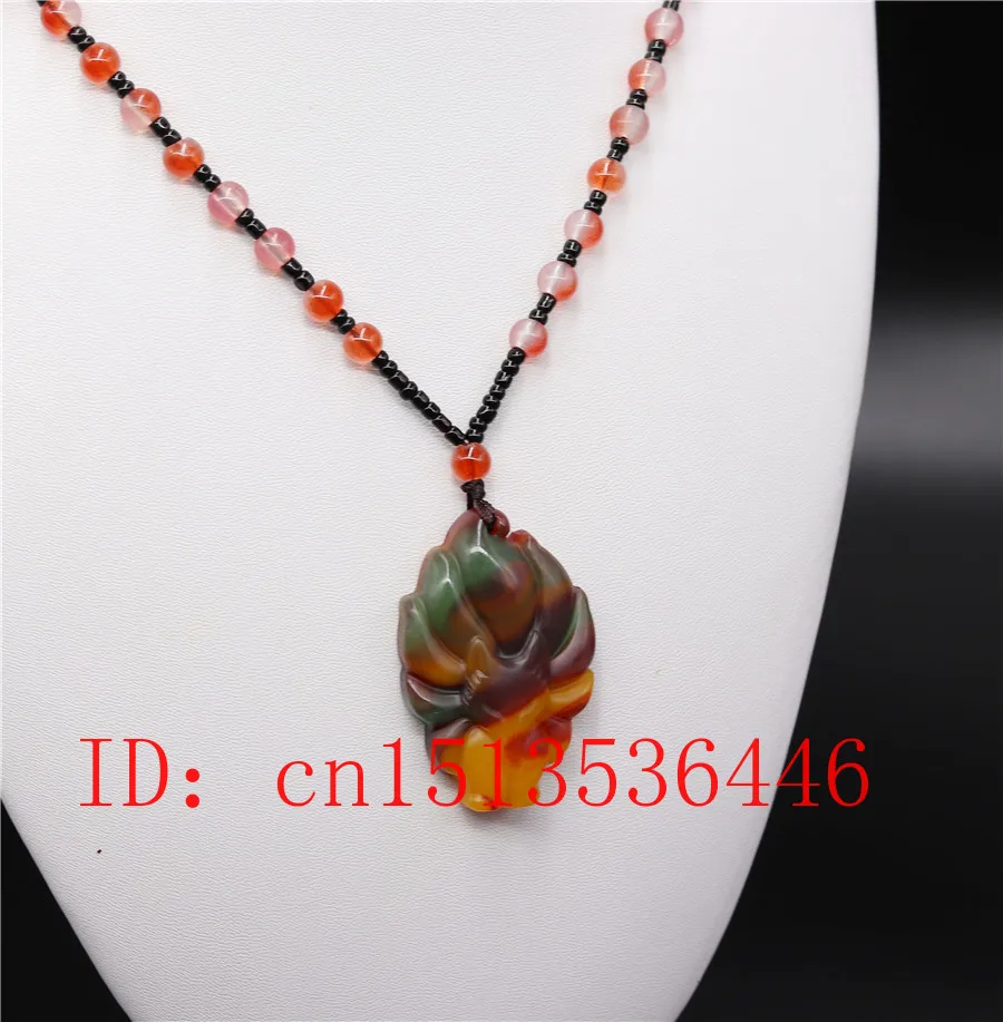 Китайский Цветной кулон с нефритовой лисой ювелирное изделие ручная работа