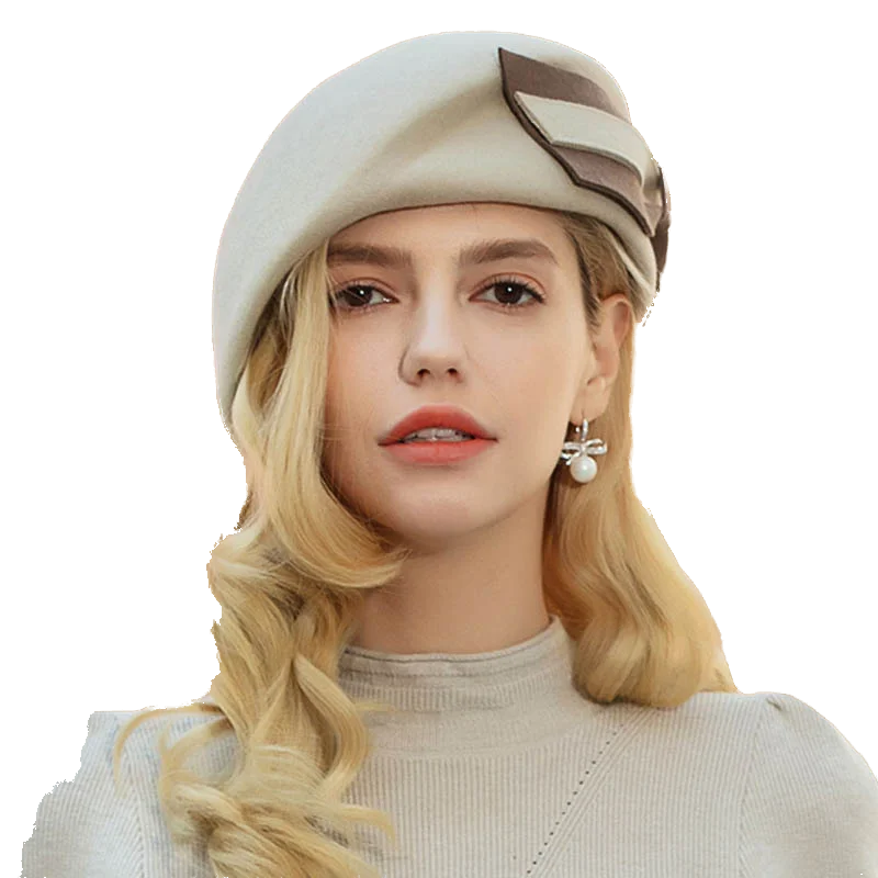 Французский верблюжьей шерсти шляпы берет Женская зимняя фетровая шляпа с