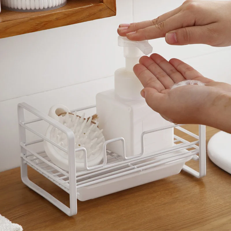 

1pc Sponge Holder Soap Drain Storage Rack Dishcloth Sink Storage Shelf Iron Shelf Brush Holder Kitchen Storage Home Organizer
