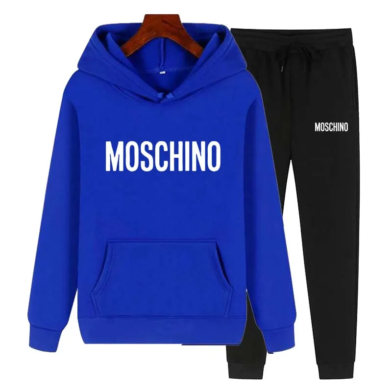 

2020 Brand New 2 Piece Set Women MOSCHINO Hoodies Sweatshirts Clothing Sets Pants Suit Women Warm Tracksuit Women