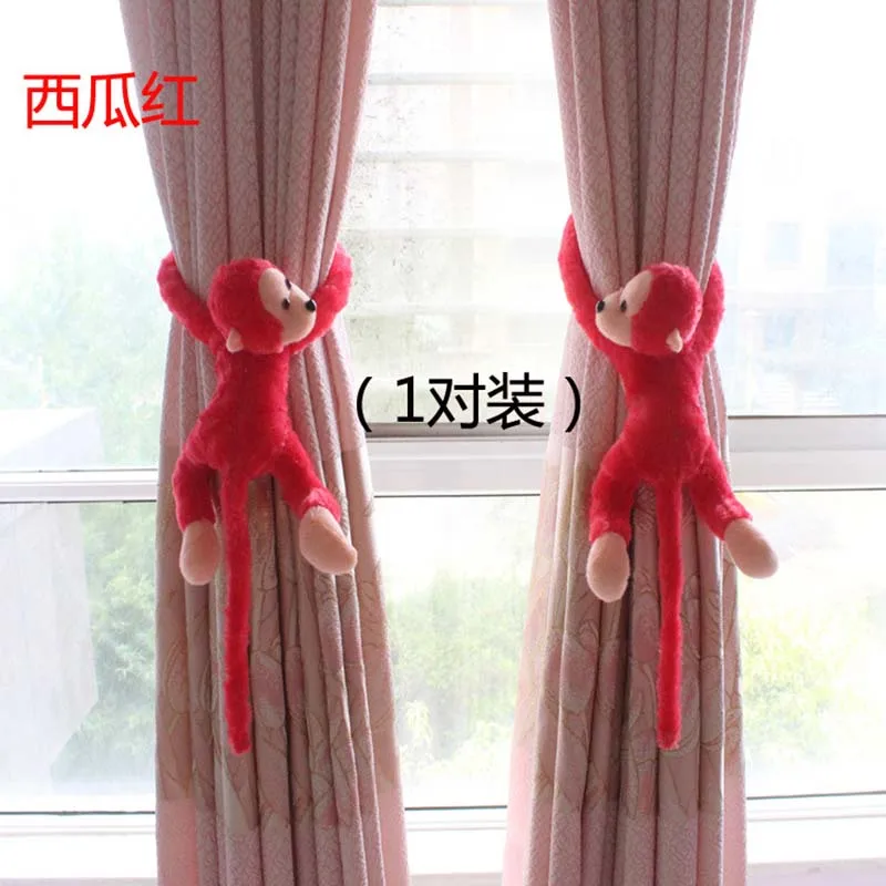 2022 2pcs Cartoon Monkey Plush doll Curtain Buckle Tiebacks Clips Rope Strap Holdback Plastic buckle Holder Accessories - купить по