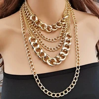 punk metal multilayer thick necklace for women hip hop exaggerated neck chains all match lady girl decorations choker jewelry
