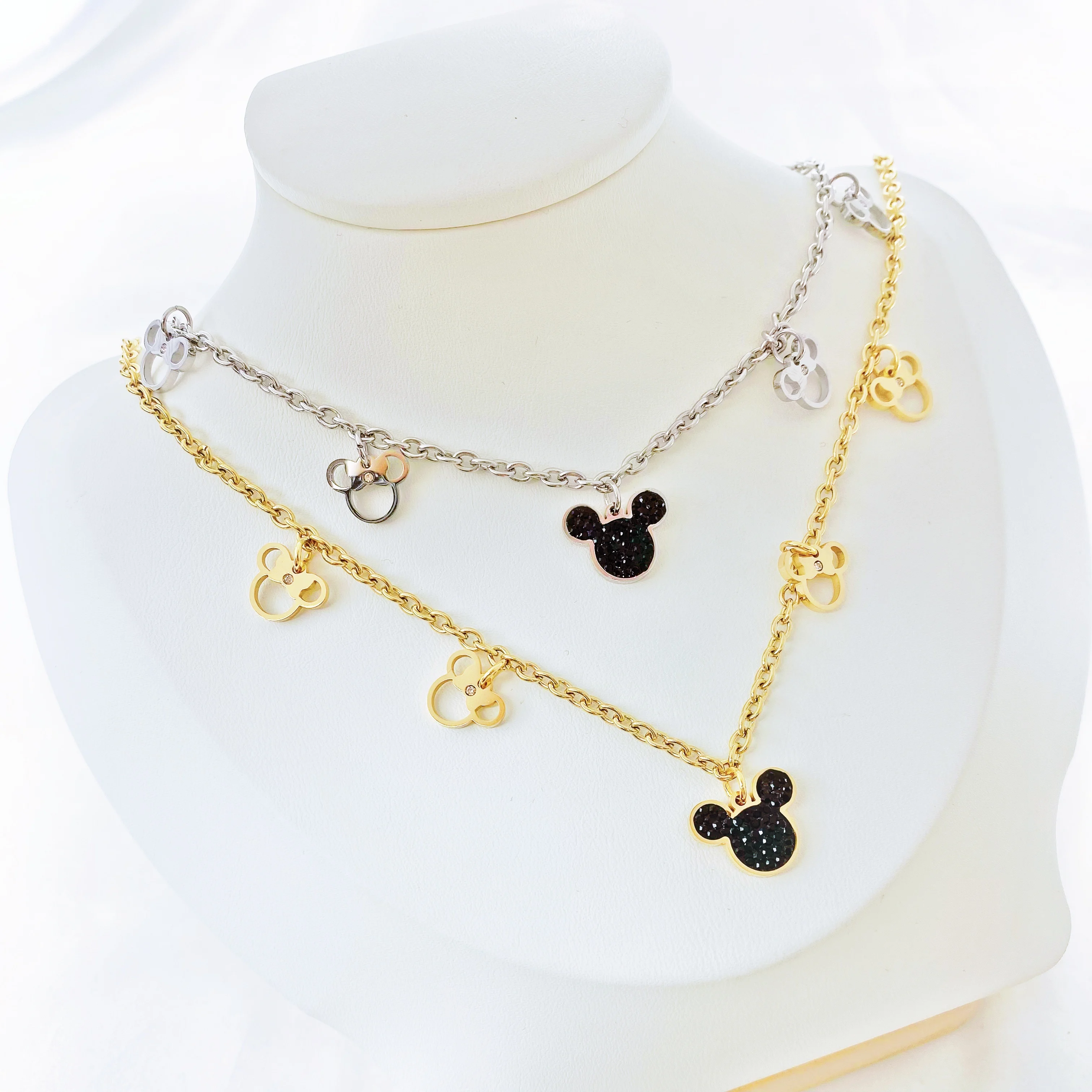 Ожерелье с подвеской мышь милое мультяшное ожерелье из цепочки титановой стали