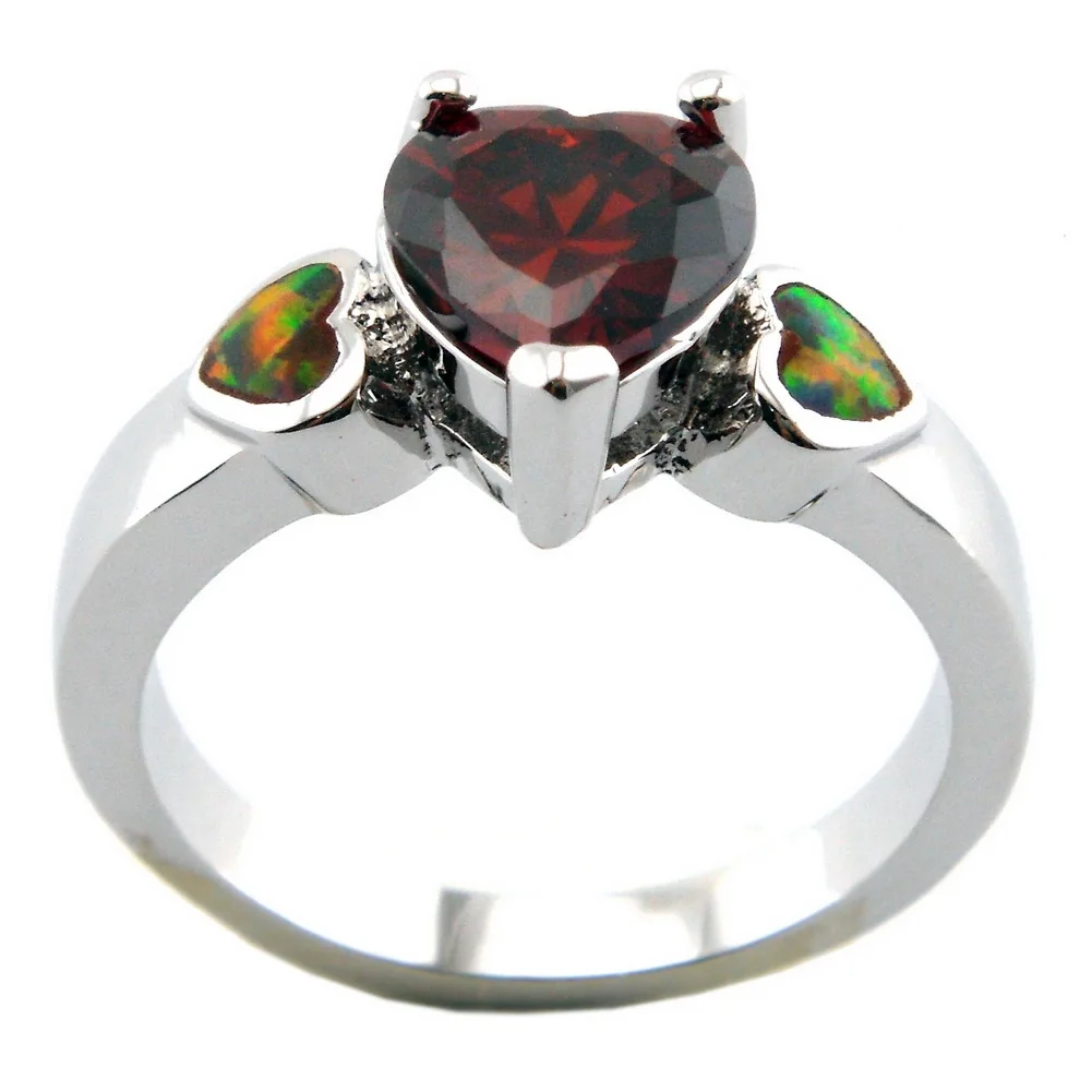 Модные украшения с опалами кольца c огненным опалом кольцо в форме сердца красный