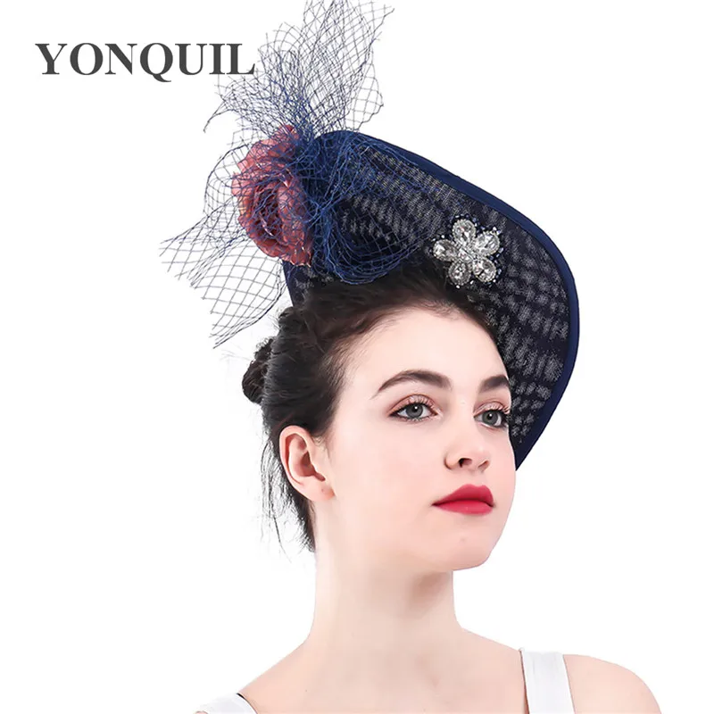 Женская винтажная шляпка Таблетка с вуалью для церкви и торжественных случаев