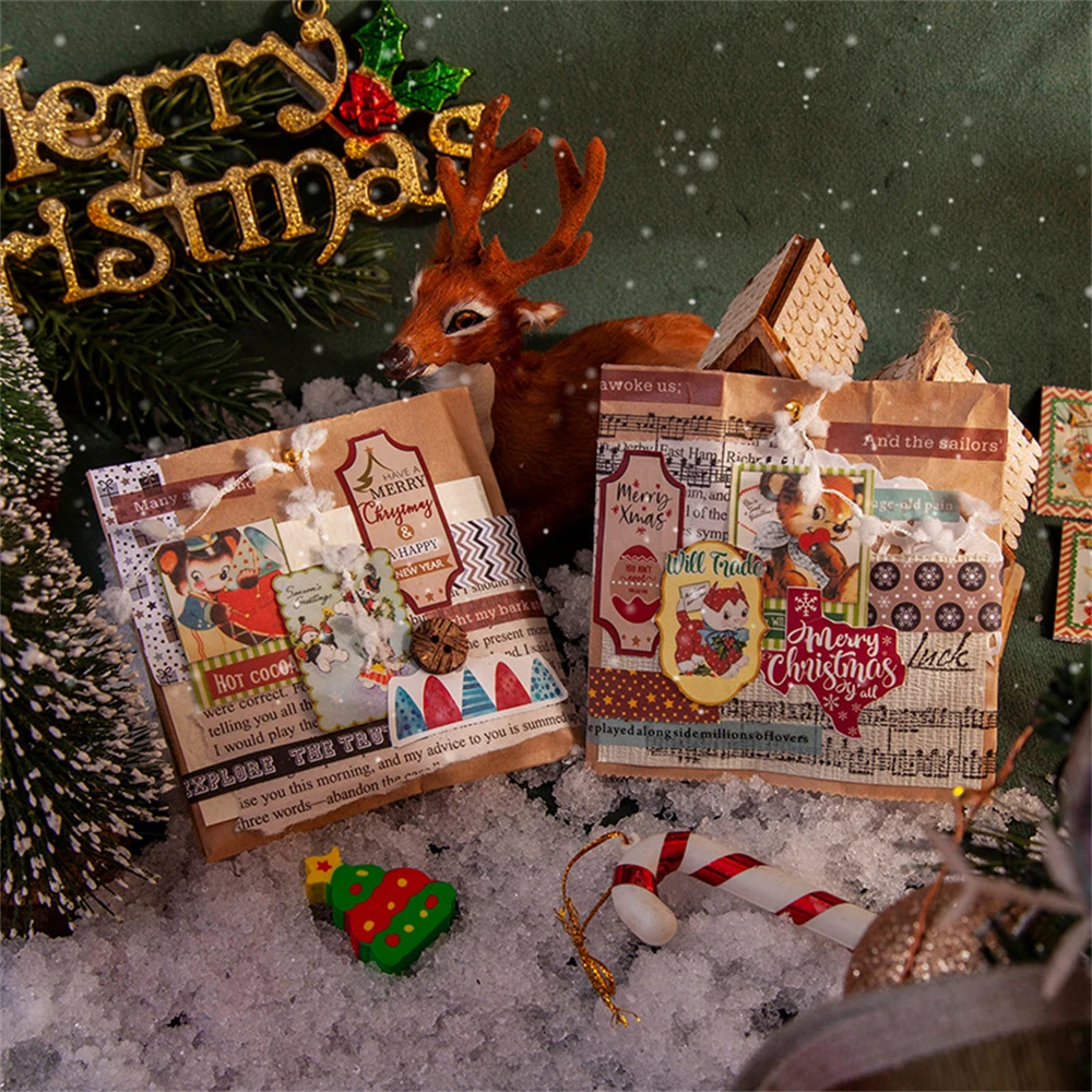 30pcs/Set Christmas Adventure Series Long Strip And Paper Sticker Book Notepad Scrapbooking Decorative Stickers DIY Craft | Канцтовары