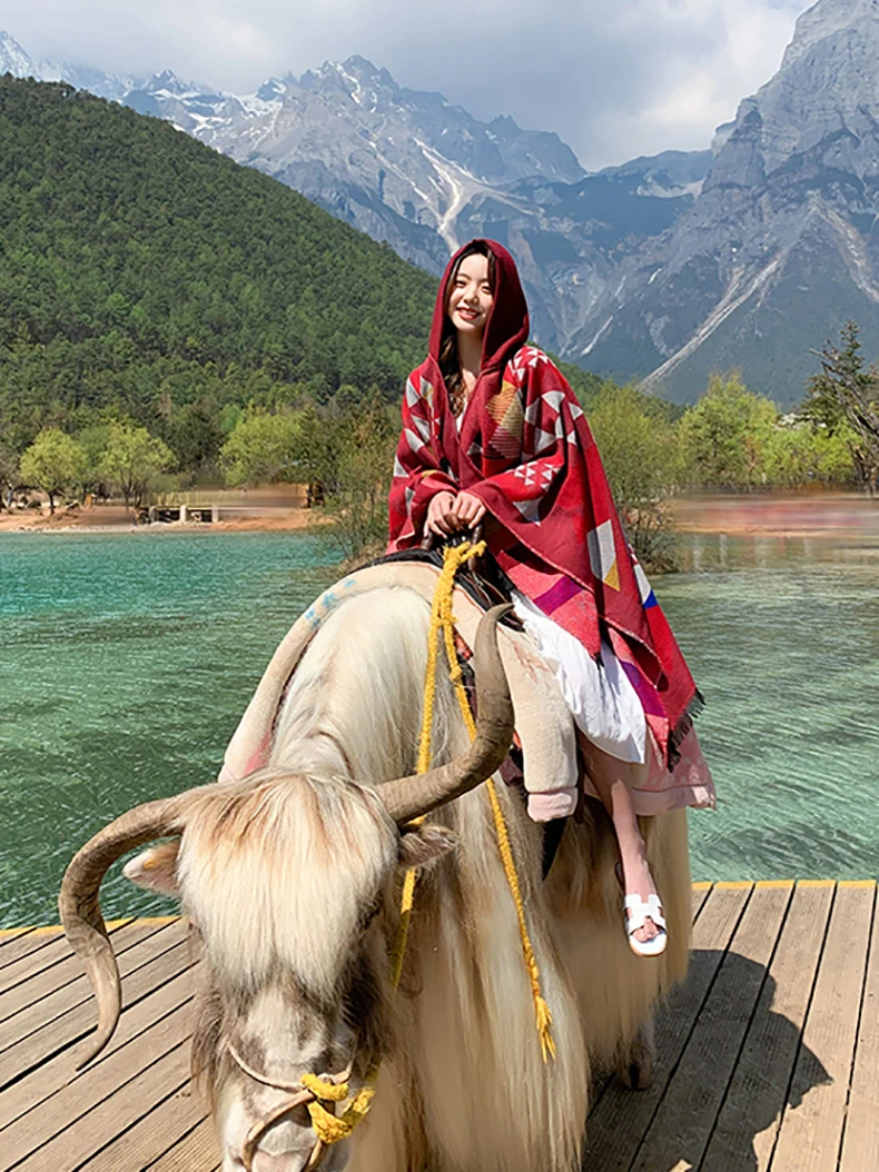 Женская накидка и шаль в богемном этническом стиле Юньнань теплая дорожная