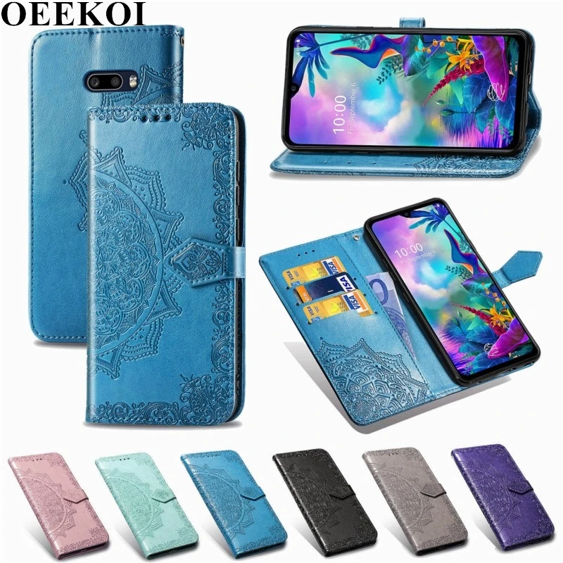 

Кожаный чехол-книжка с цветочным принтом OEEKOL Datura для LG G8X ThinQ