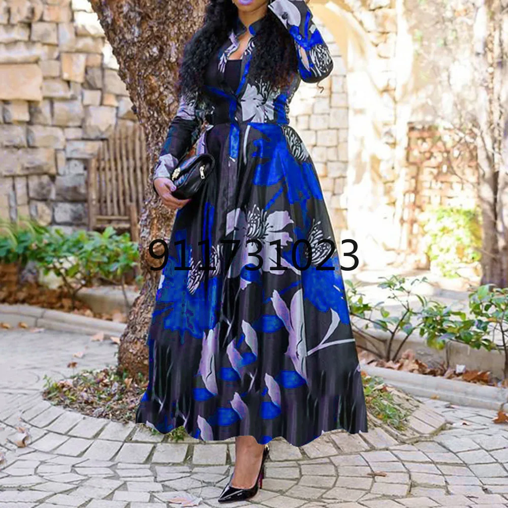 2021 New African Print Dresses For Women Plus Size 3XL 4XL Long Dress Ankara Dashiki Elegant Lady Boho Robe Party Clothes | Тематическая