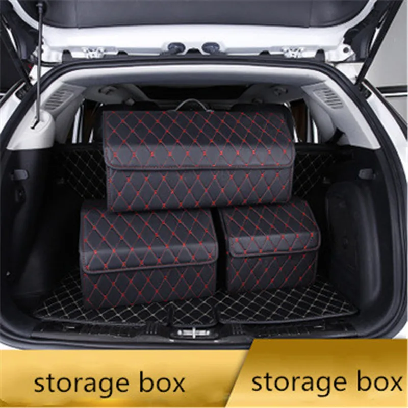 

Car Trunk Organizer Box Storage Bag Auto Trash Tool Bag PU Leather Folding Large Cargo Storage Stowing Tidying Car Accessories