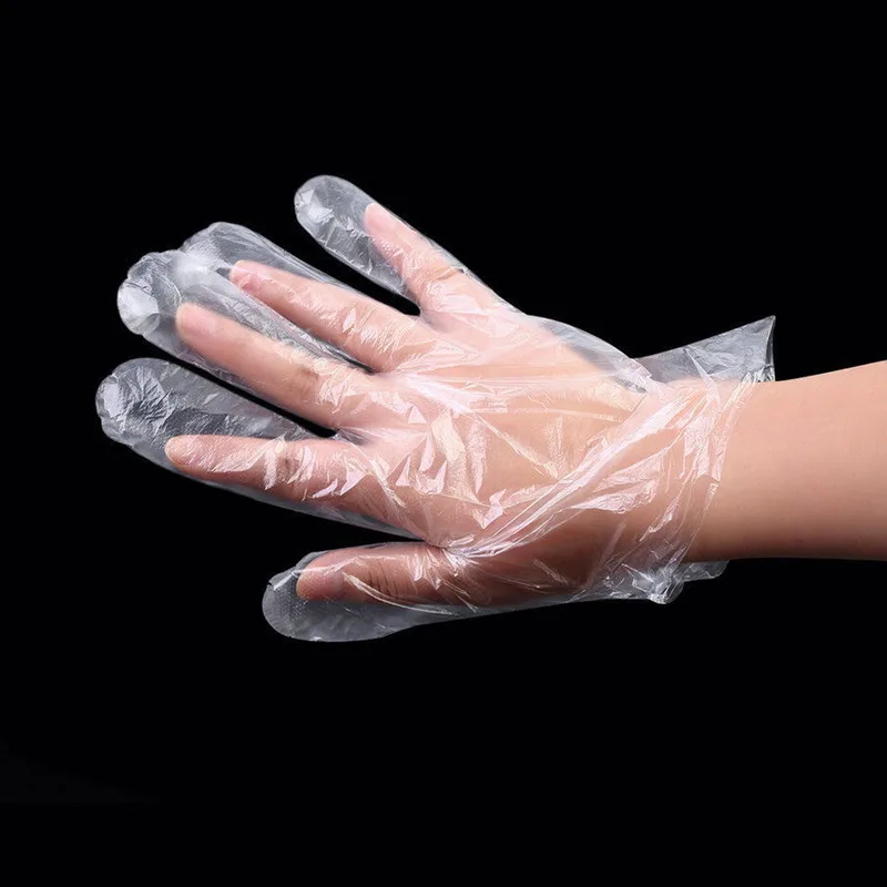 

100pcs Plastic Disposable Gloves Restaurant Home Service Catering Hygiene BBQ Transparent Eco-friendly PE Kitchen Garden Gloves