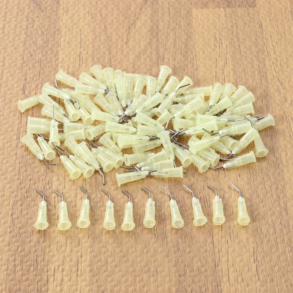 

100PCS Resin Dental Bent Needles Tip Disposable Dental Composite Needles Dental Cleaning Tool (18G 1.2MM Black)