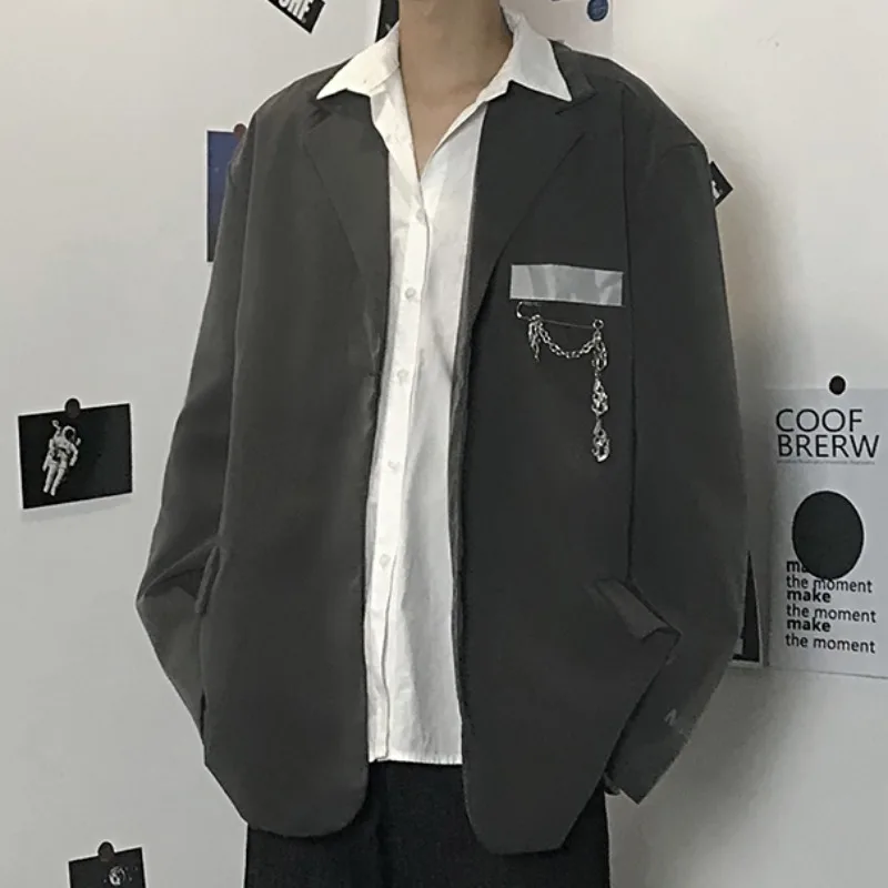 

Harajpoo Couples Blazers 2021 Spring Autumn Korean INS Elegant Loose Casual Harajuku Style Lapel Single Breasted Suit Jackets